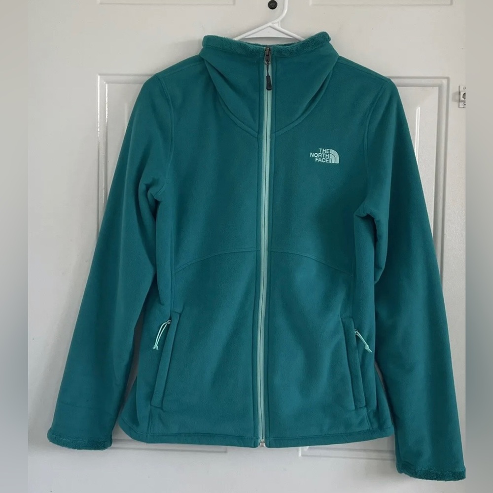 NWOT The North Face Fleece Women’s full zip up Teal Jacket with pockets Size S